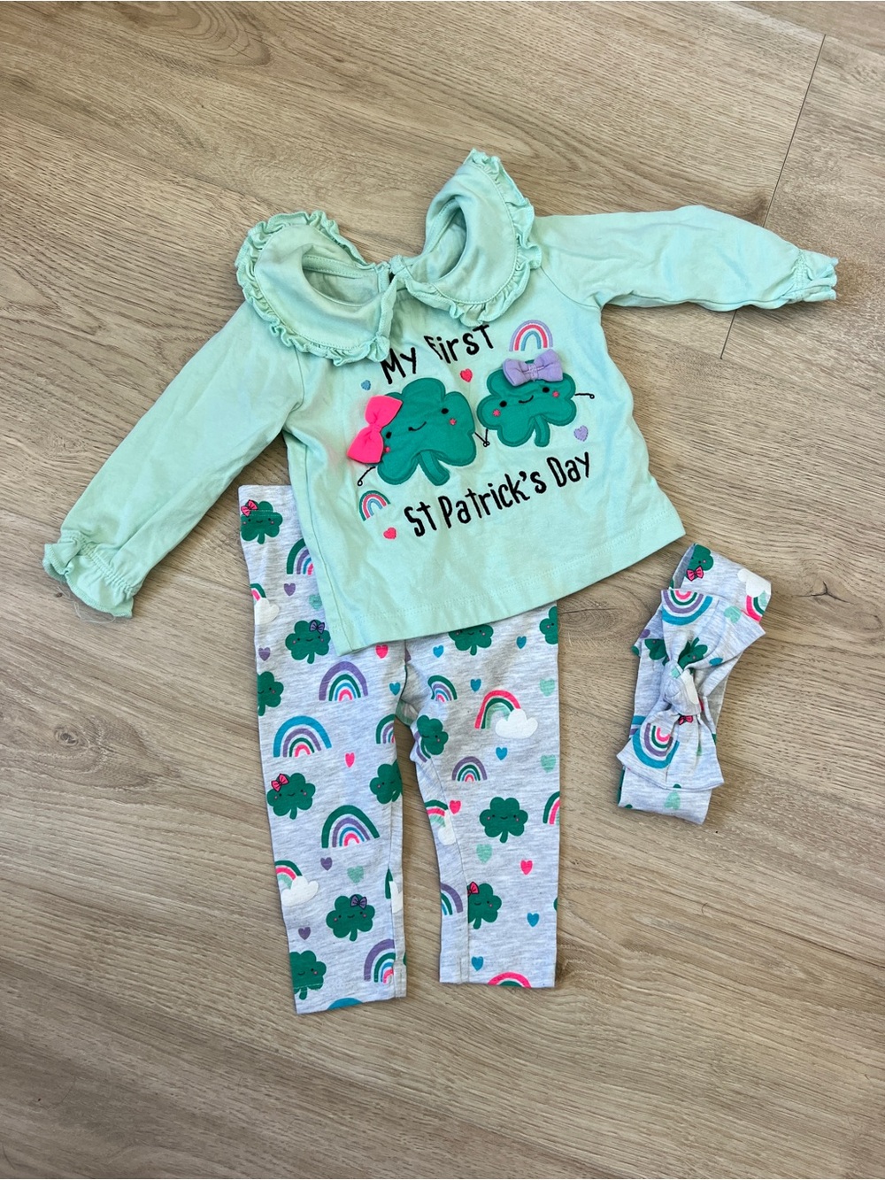 St. Patrick's Day Toddler Matching Set in Light Green and Gray